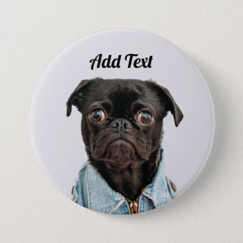 Black Pug Dog Add Text Button