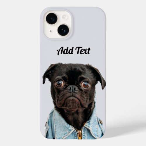 Black Pug Dog Add Text Case_Mate iPhone 14 Case