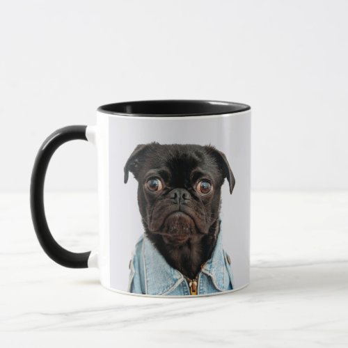 Black Pug Dog Add Text Mug