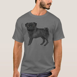 Black Pug Dog Adorable Cartoon Dog Illustration T-Shirt