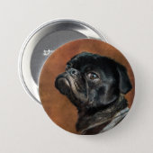 Black Pug Dog Artwork Button (Front & Back)