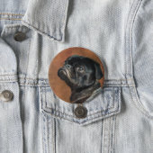 Black Pug Dog Artwork Button (In Situ)