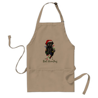 Black Pug Dog Bah Humpug Funny Christmas Adult Apron