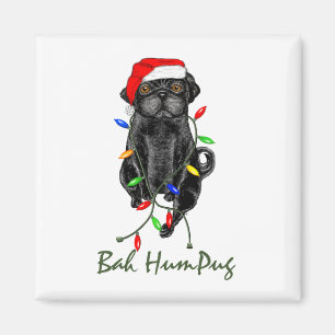 Black Pug Dog Bah Humpug Funny Christmas Magnet