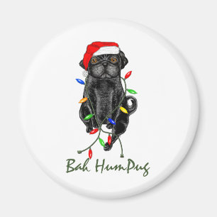 Black Pug Dog Bah Humpug Funny Christmas Magnet