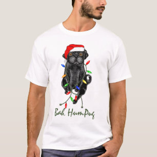 Black Pug Dog Bah Humpug Funny Christmas T-Shirt