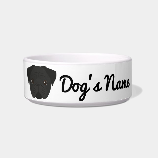 Black Pug Dog Bowl (Front)