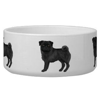 Black Pug Dog Breed Mops Illustrated Cartoon Dogs Bowl