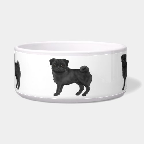 Black Pug Dog Breed Mops Illustrated Cartoon Dogs Bowl