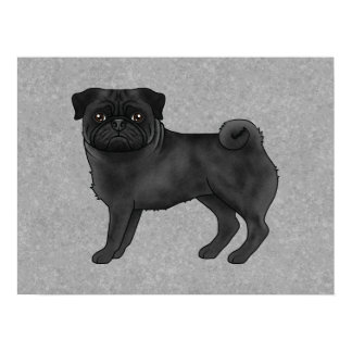 Black Pug Dog Canine Cute Cartoon Illustration Poster