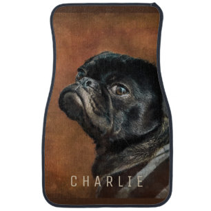 Black Pug Dog Car Floor Mat