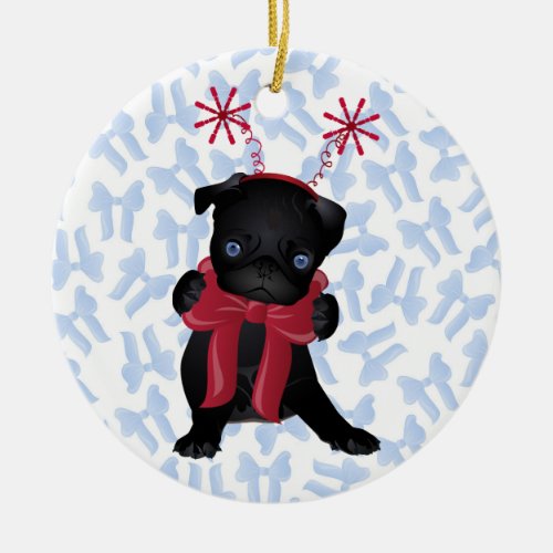 Black Pug dog Chrismtas Ornament 1