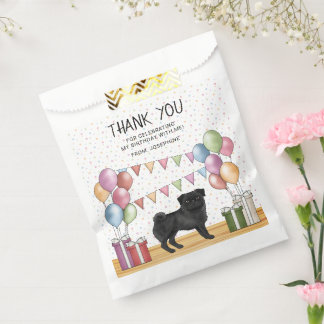 Black Pug Dog Colorful Pastel Birthday Thank You Favor Bag