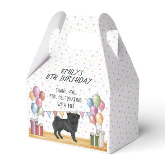 Black Pug Dog Colorful Pastel Birthday Thank You Favor Boxes