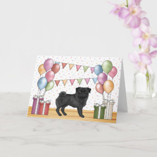 Black Pug Dog Colorful Pastels Happy Birthday Card
