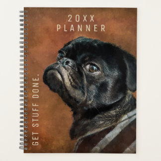 Black Pug Dog Custom Planner