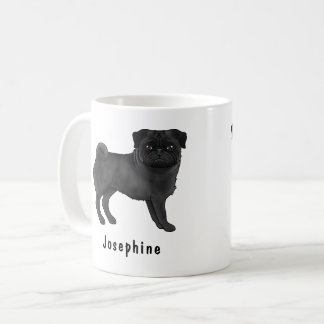 Black Pug Dog Cute Cartoon Dog Mops With Name Coffee Mug