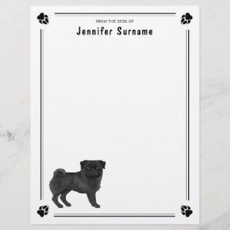 Black Pug Dog Cute Mops Dog Breed Design Letterhead