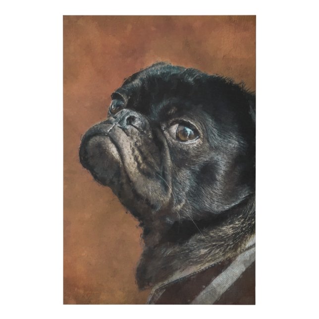 Black Pug Dog Faux Canvas Print (Front)