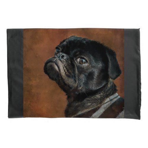 Black Pug Dog Image Pillow Case