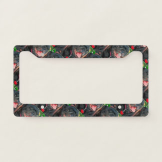 Black Pug Dog License Plate Frame