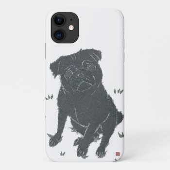 Black Pug  Dog  Modern Case-mate Iphone Case by BlessHue at Zazzle