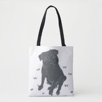Black Pug  Dog  Modern  Minimalist  Cute Tote Bag by BlessHue at Zazzle