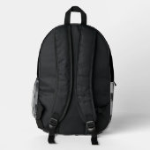 Black Pug Dog Mops Design Pattern With Name Gray Printed Backpack (Back)