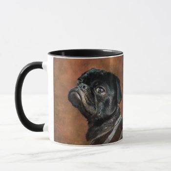 Black Pug Dog Mug by ironydesignphotos at Zazzle