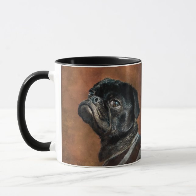 Black Pug Dog Mug (Left)