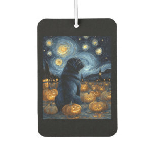 Black Pug dog of van gogh starry night halloween F Air Freshener