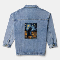 Black Pug dog of van gogh starry night halloween F