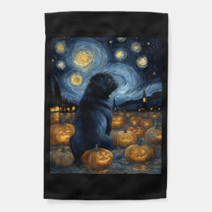 Black Pug dog of van gogh starry night halloween F Garden Flag