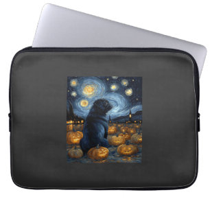 Black Pug dog of van gogh starry night halloween F Laptop Sleeve