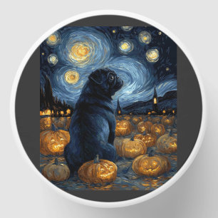 Black Pug dog of van gogh starry night halloween F Mini Candle Favors
