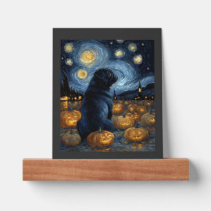 Black Pug dog of van gogh starry night halloween F Picture Ledge