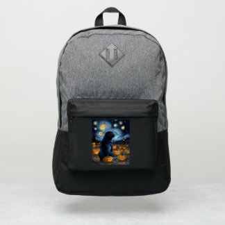Black Pug dog of van gogh starry night halloween F Port Authority® Backpack