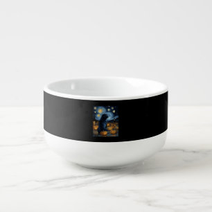 Black Pug dog of van gogh starry night halloween F Soup Mug