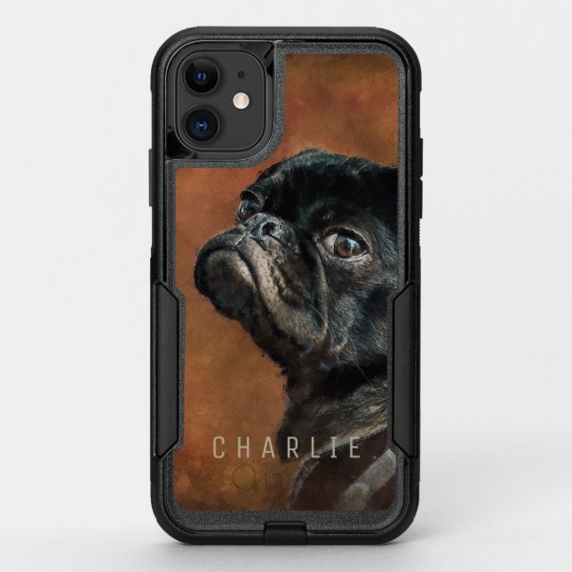 Black Pug Dog Otterbox iPhone Case (Back)