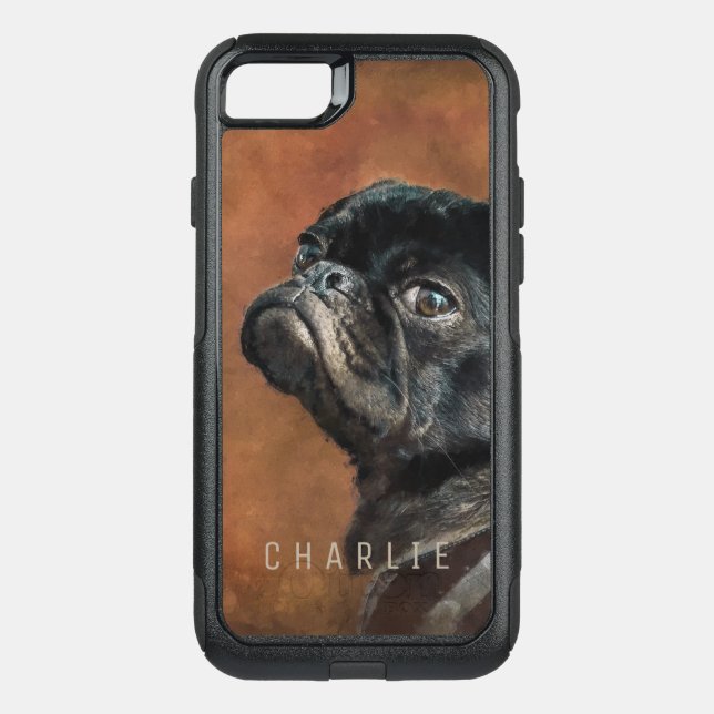 Black Pug Dog Otterbox iPhone Case (Back)