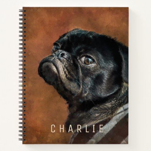 Black Pug Dog Personalized Notebook