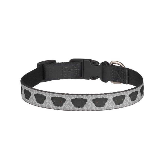 Black Pug Dog Pet Collar (Front)
