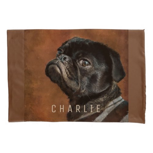 Black Pug Dog Pillow Case