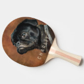 Black Pug Dog Ping Pong Paddle (Side)
