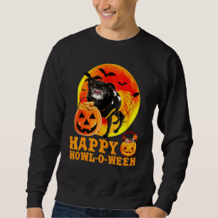 Black Pug Dog Sticking Tongue Out With A Jack O La Sweatshirt