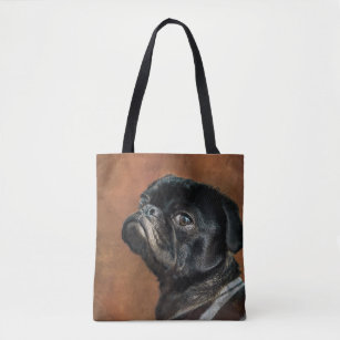 Black Pug Dog Tote Bag