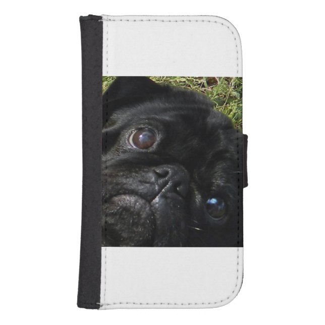 black-pug eyes samsung galaxy wallet case (Front)
