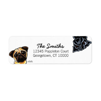 Black Pug Fawn Pug Up Down Custom Color Label