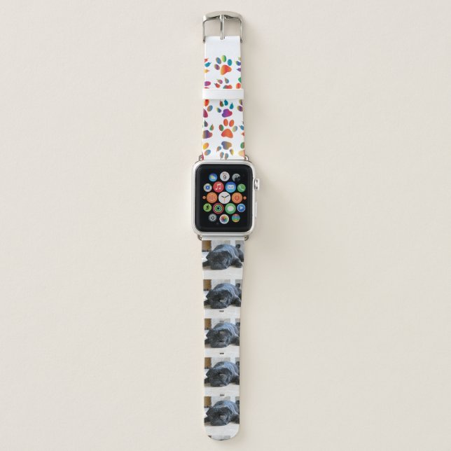 black pug flat apple watch band (Front)