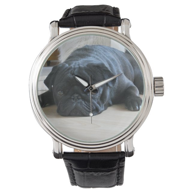 black pug flat watch (Front)